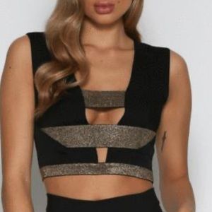 Black and Gold Crop Top XS